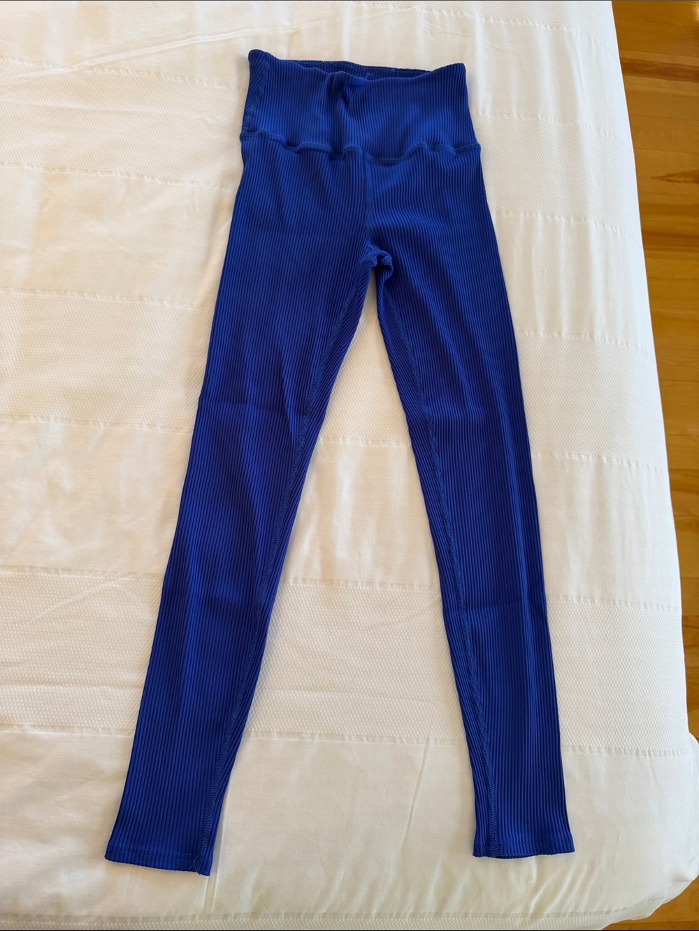 Carbon38 High-Waist Ribbed Leggings - Royal Blue - size S